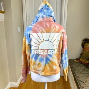 Madewell x Free & Easy Hoodie Sweatshirt Cropped Tie Dye Orange Multi (XXS)